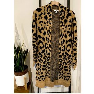 BP. Long Leopard Jacquard Cardigan
